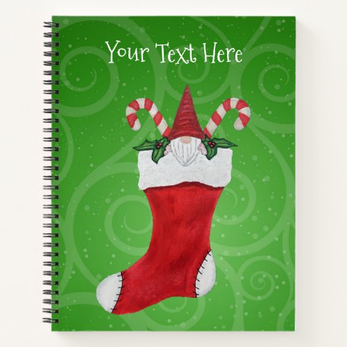 Gnome Wearing Pointy Hat Beard Christmas Stocking Notebook