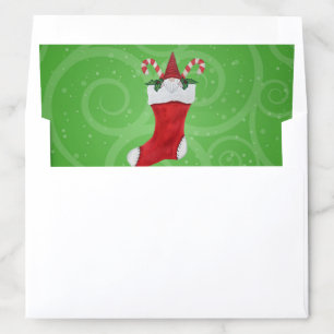 Gnome Wearing Red Hat in Stocking Green Swirls Envelope Liner