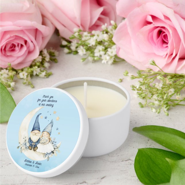 Gnome Wedding Couple Sitting In The Moon Thank You Mini Candle Favors (Insitu (Wedding))