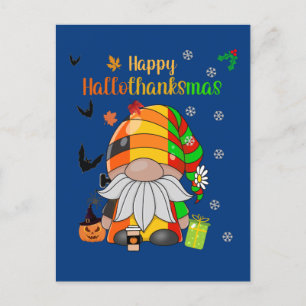 Gnome Wishing You a Happy Hallothanksmas Holiday Postcard