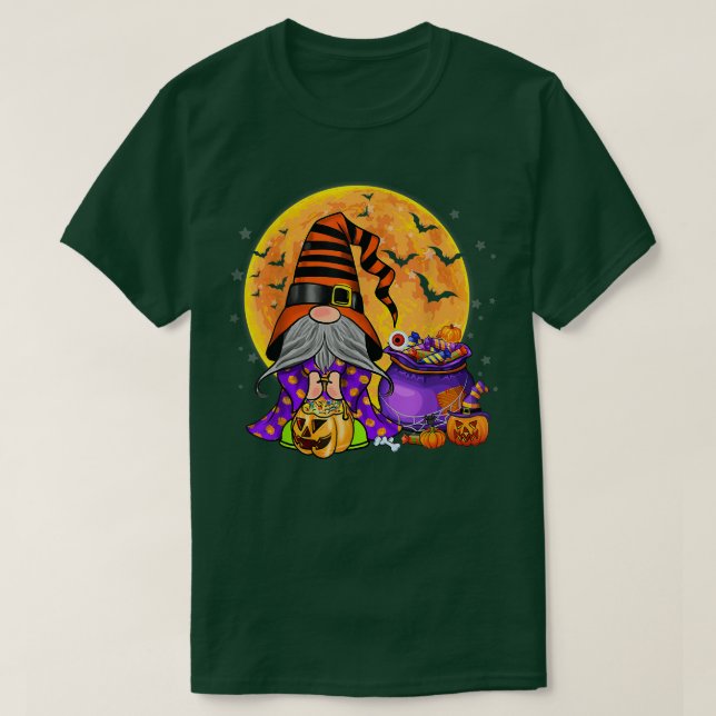 Gnome Witch Pumkin Jack O Lantern Candy Halloween  T-Shirt (Design Front)