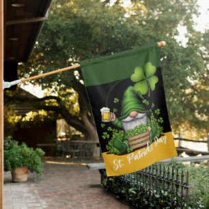 Gnome with Beer and Shamrocks House Flag