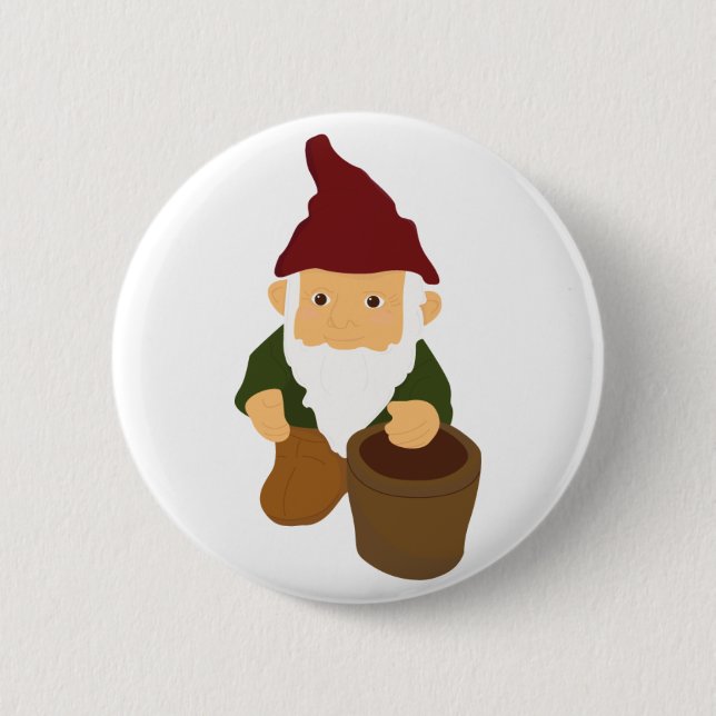 Gnome with Bucket Button (Front)