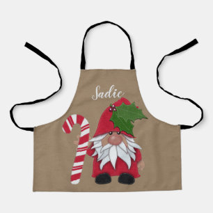 Gnome with Candy Cane Personalize Apron