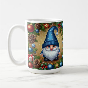 Gnome With Christmas Decorations and Pinecones Coffee Mug