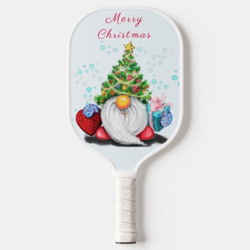 Gnome with Christmas Heart Gift Pickleball Paddle