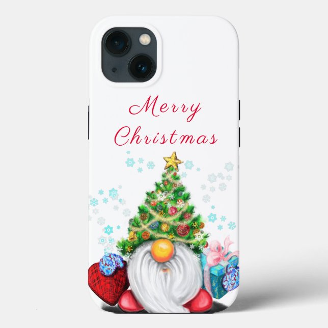 Gnome with Christmas Tree Hat and Gift  For You Case-Mate iPhone Case (Back)