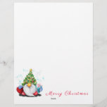 Gnome with Christmas Tree Hat and Gift Letterhead<br><div class="desc">Letterhead with Cute Gnome with Christmas Tree Hat and Gift - Fun Cartoon Drawing - Choose / Add Your Unique Text / Name / Color - Make Your Special Gift - Resize and move or remove and add elements / text with customization tool ! Drawing and Design by MIGNED. Please...</div>