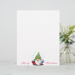 Gnome with Christmas Tree Hat and Gift Letterhead