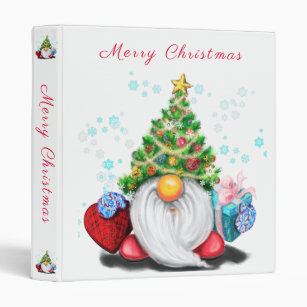 Gnome with Christmas Tree Hat and Gifts Binder