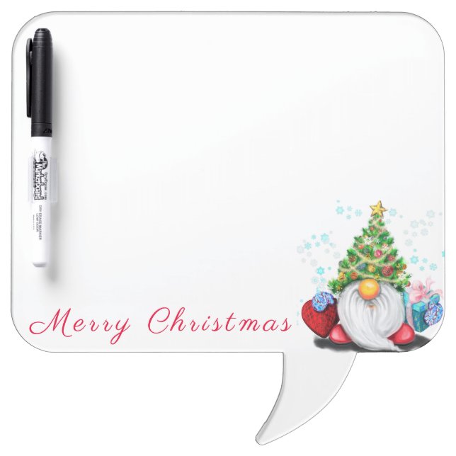 Gnome with Christmas Tree Hat Dry Erase Board (Front)
