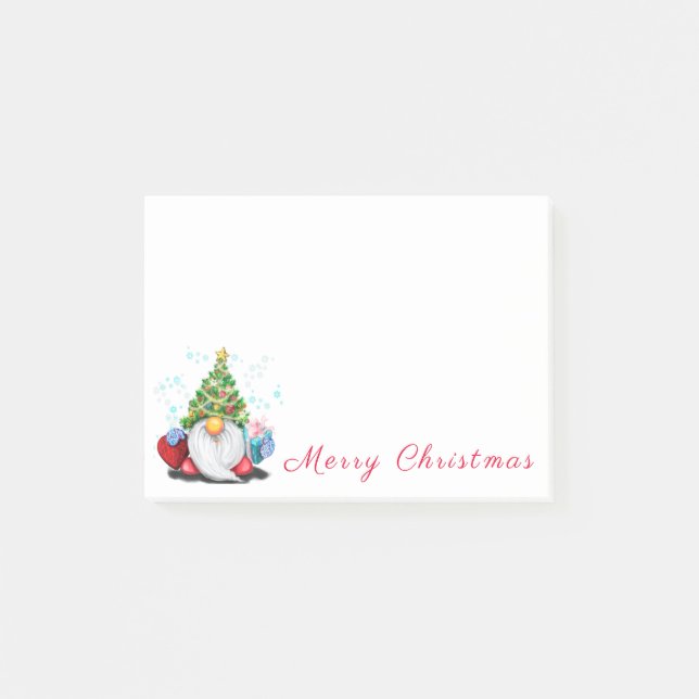 Gnome with Christmas Tree Hat Funny Post-it® Notes (Front)