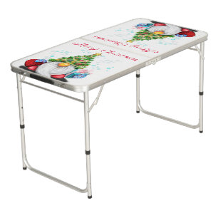 Gnome with Christmas Tree Hat Gift Beer Pong Table