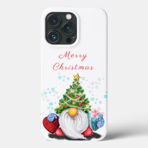 Gnome with Christmas Tree Hat iPhone Case Gift