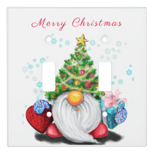 Gnome with Christmas Tree Hat Light Switch Cover