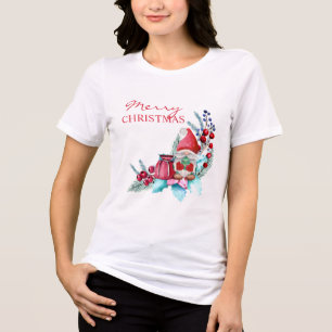 Gnome With Christmas Tree  T-Shirt Tri-Blend Shirt