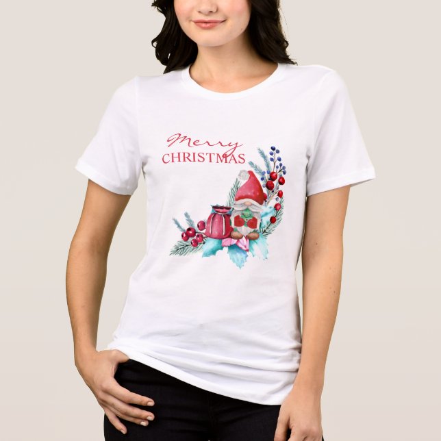 Gnome With Christmas Tree  T-Shirt Tri-Blend Shirt (Front)