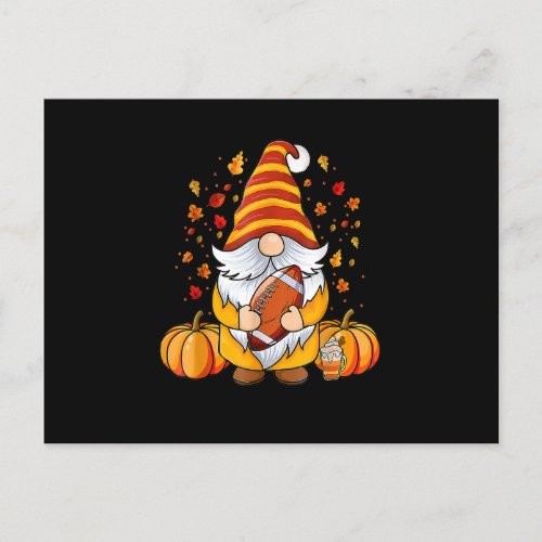 Gnome With Football And Pumpkin Spice Fall Autumn  Postcard