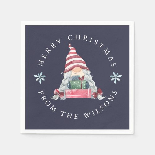 Gnome with Gifts Merry Christmas Napkins
