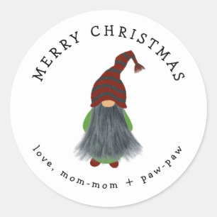 Gnome with gray beard Christmas gift sticker