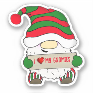 Gnome With Green and White Hat Christmas Sticker