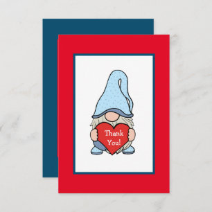 Gnome with heart thank you card