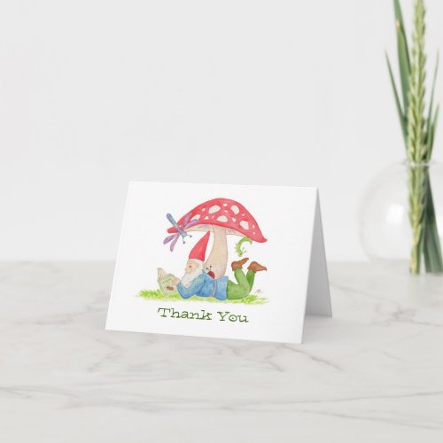 Gnome with Insect Book thank you card