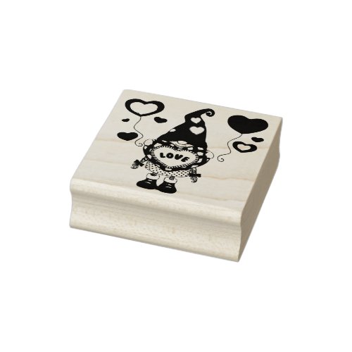 Gnome with Love Banner Rubber Stamp
