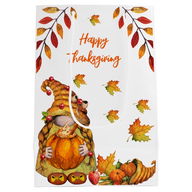 Gnome With Pumpkin  Medium Gift Bag (Back)