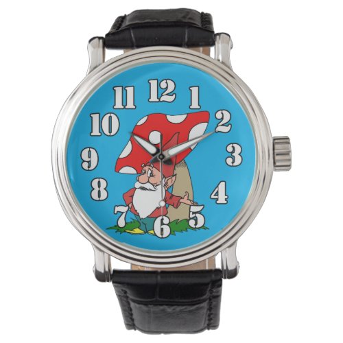 Gnome with Red and White Mushroom Watch