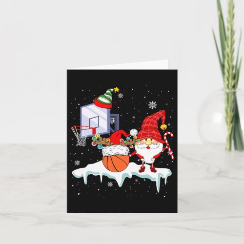 Gnome With Santa Elf Reindeer Basketball Tools Xma Card