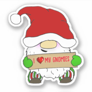 Gnome With Santa Hat Christmas Sticker