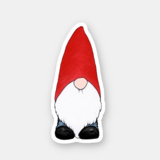 Gnome With Short Red Hat Sticker
