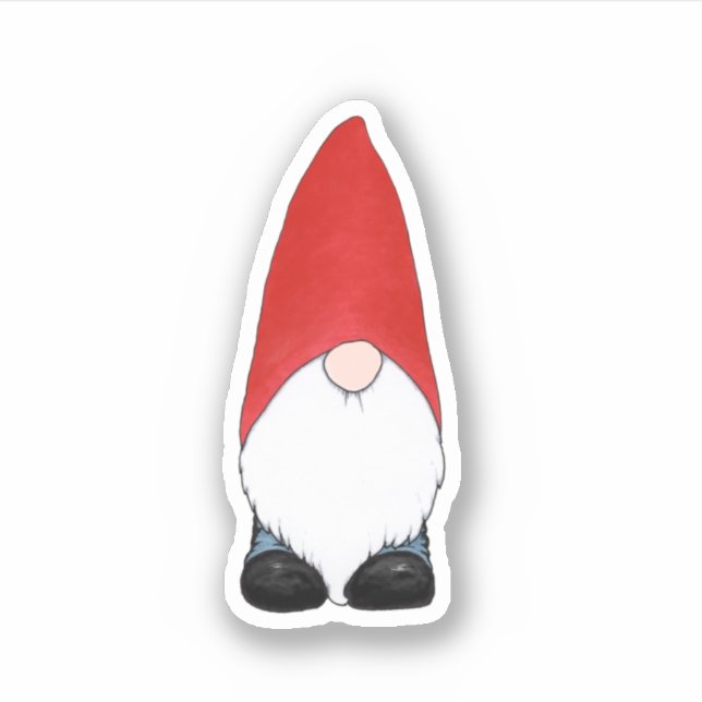 Gnome With Short Red Hat Sticker (Front)