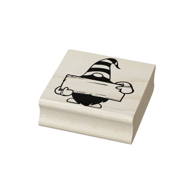 Gnome with Sign  Rubber Stamp (Stamp)