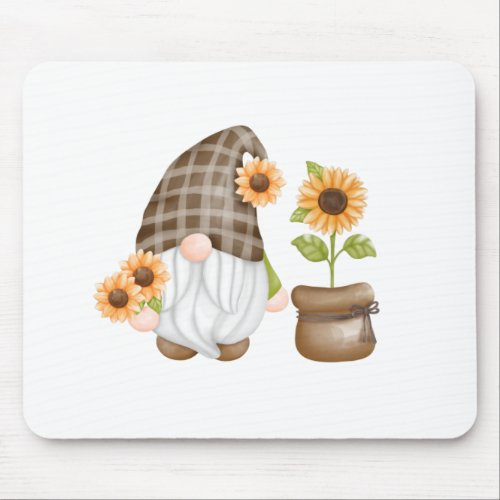 Gnome with Sunflowers  Mouse Pad