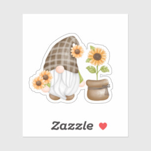 Gnome with Sunflowers  Sticker