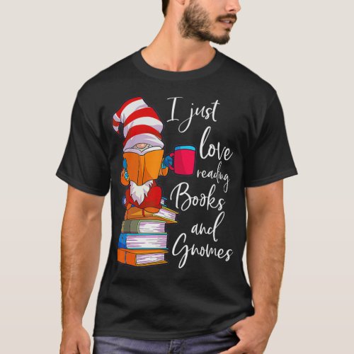 Gnome  Women Girls Book Lover Reading Club Gnome L T_Shirt