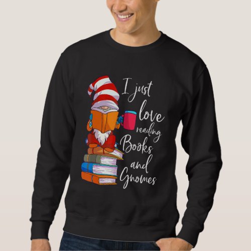 Gnome Women Girls Book Lover Reading Club Gnome Lo Sweatshirt