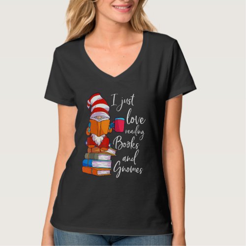 Gnome Women Girls Book Lover Reading Club Gnome Lo T_Shirt