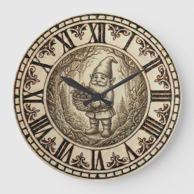 Gnome wooden Wall Clock –  Farmhouse Decor (Front)