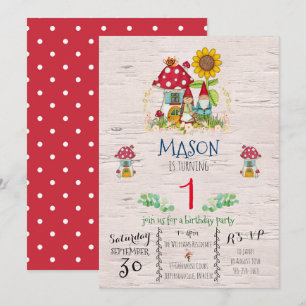 Gnome Woodland Theme Party Invitation