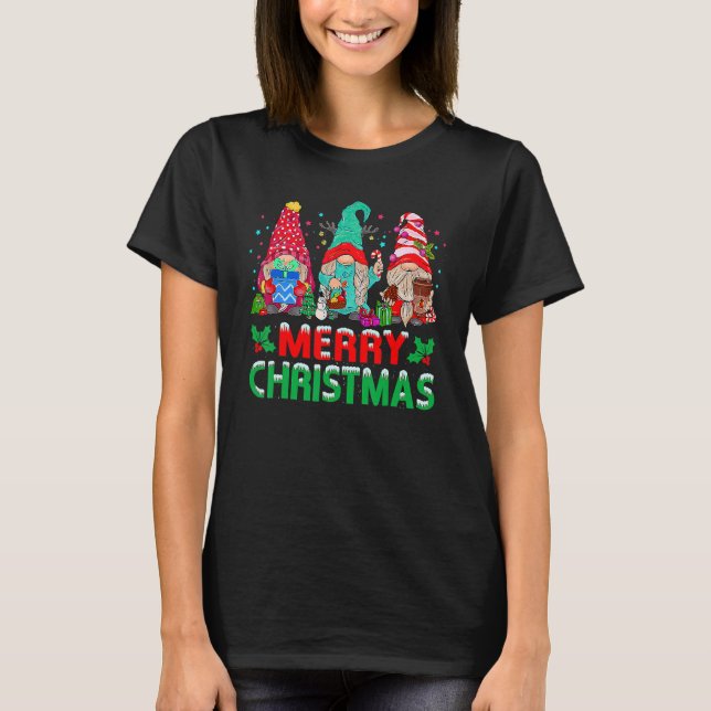 Gnome Xmas Pajamas Garden Merry Christmas Matching T-Shirt (Front)