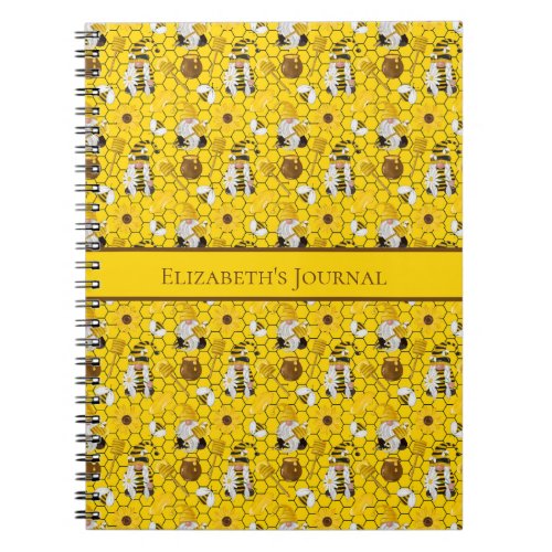 Gnome Yellow Sunflower Bees Honey Journal Notebook