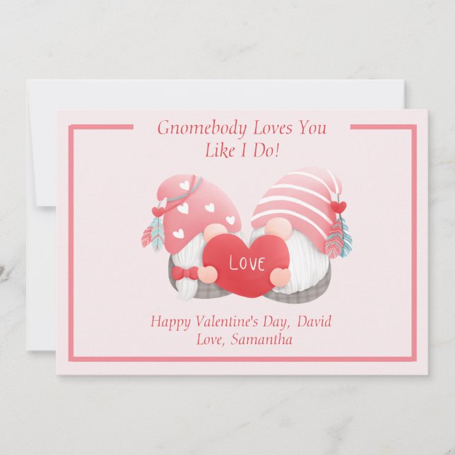 Gnomebody Loves You Like I Do - Gnome Couple Holiday Card (Front)