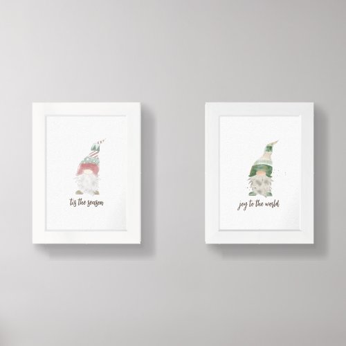 Gnomes 2 piece holiday framed art wall art sets