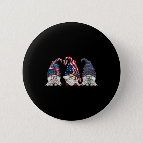 Gnomes 4th Of July Funny Gnome Love American Flag  Button