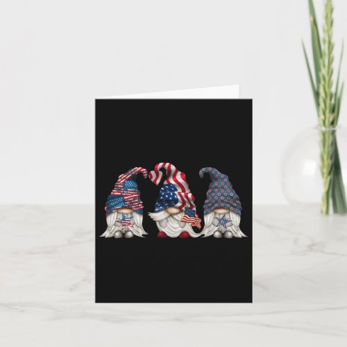 Gnomes 4th Of July Funny Gnome Love American Flag  Card