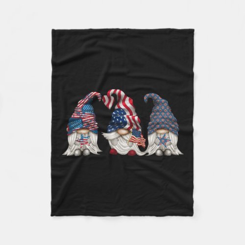 Gnomes 4th Of July Funny Gnome Love American Flag  Fleece Blanket