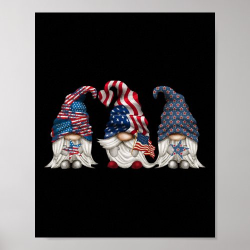 Gnomes 4th Of July Funny Gnome Love American Flag  Poster